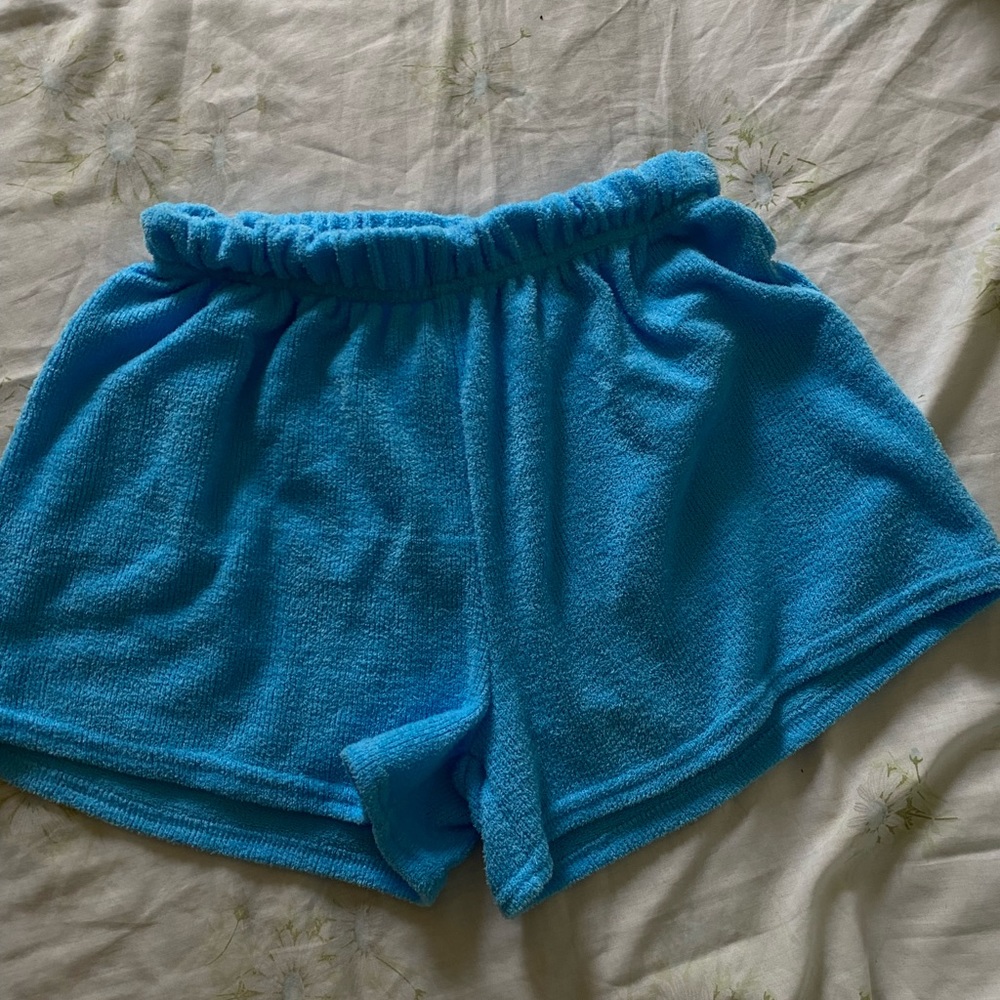 Blue Fuzzy Pajama Shorts